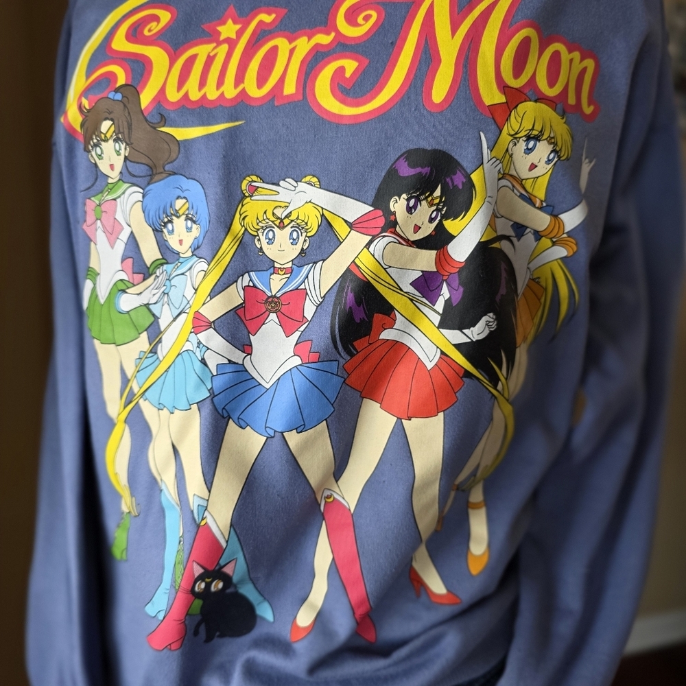 Sailor Moon Blue Crew Neck Sweatshirt - Size XS - Picture 4 of 6